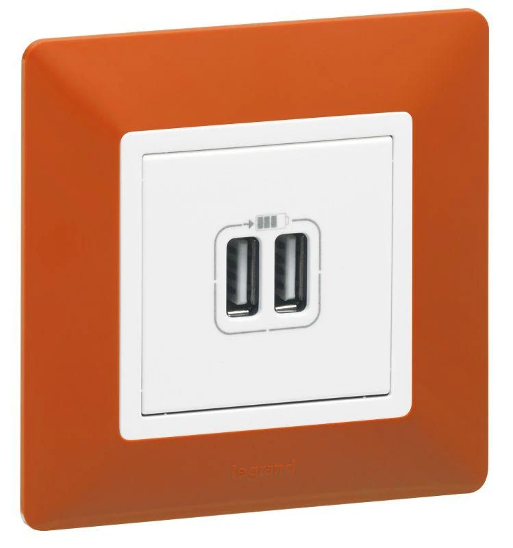 Розетка USB 2-м Valena Life 240В/5В 2400мА с лицев. панелью механизм бел. Leg 753412 4