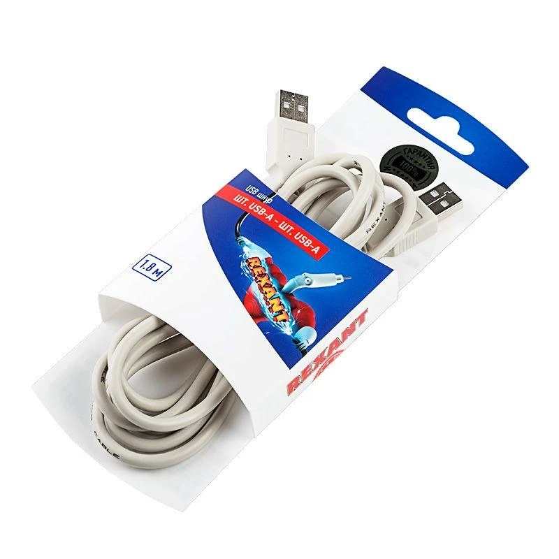 Шнур штекер USB-А - штекер USB-A 1.8м блист. Rexant 06-3152 1