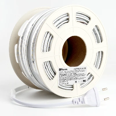 Светодиодная LED лента Feron LS710, 120SMD(2835)/м 10Вт/м 220V длина 25м, 4000K, IP65, с 1 сетевым шнуром, 2 заглушками, 2 коннекторами в комплекте 48765