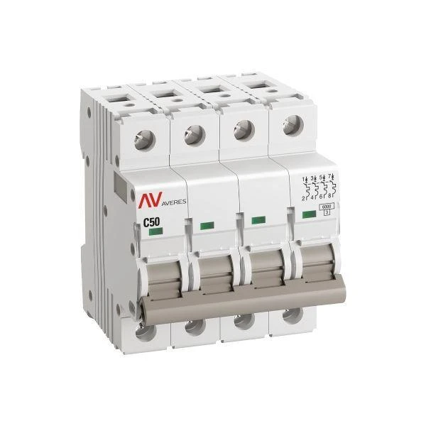 Выключатель автоматический модульный 4п C 50А 6кА AV-6 AVERES EKF mcb6-4-50C-av 1