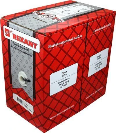 Кабель витая пара F/UTP кат.5e 2х2х24AWG solid PVC INDOOR сер. (м) Rexant 01-0122 1