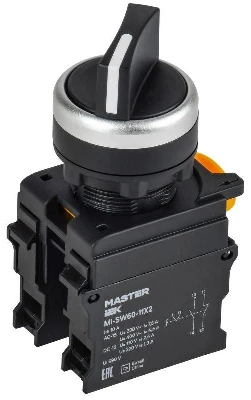 Переключатель 2 полож. 1НО+1НЗ черн. MASTER IEK MI-SW60-11X2-3-24-2-K02