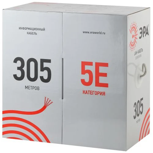 Кабель витая пара U/UTP кат.5E 4х2х24AWG solid CU PVC сер. (м) U-4-PVC Эра Б0044429 1