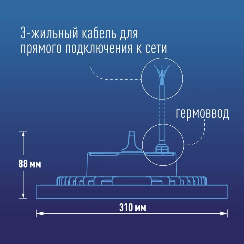 Светильник светодиодный UFO HIgh Bay 200Вт 6500К 174-265В для высоких пролетов КОСМОС KHB120d200W6500K 7
