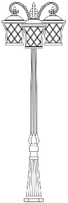 Светильник садово-парковый Feron PL4069 столб четырехгранный 3*100W E27 230V, черное золото 11447
