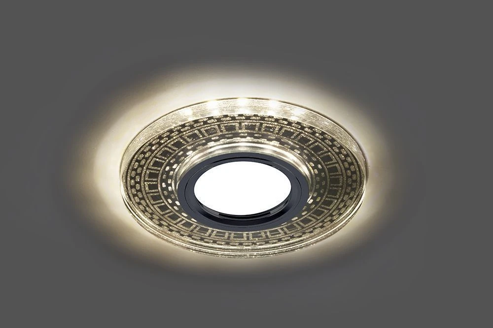 Светильник встраиваемый с LED подсветкой Feron CD981 потолочный MR16 G5.3, прозрачный, серебро 32437 1