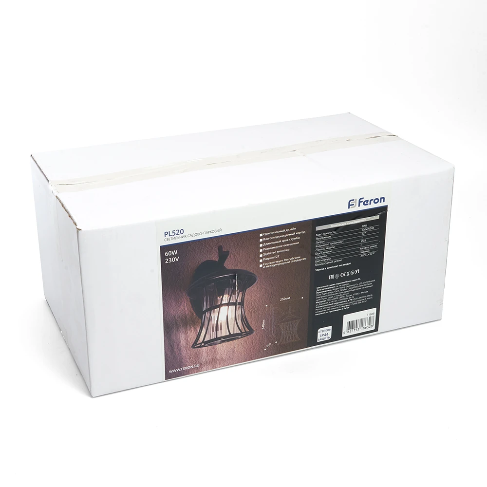 Светильник садово-парковый Feron PL520 на стену вниз 60W E27 230V, черный 11888 5