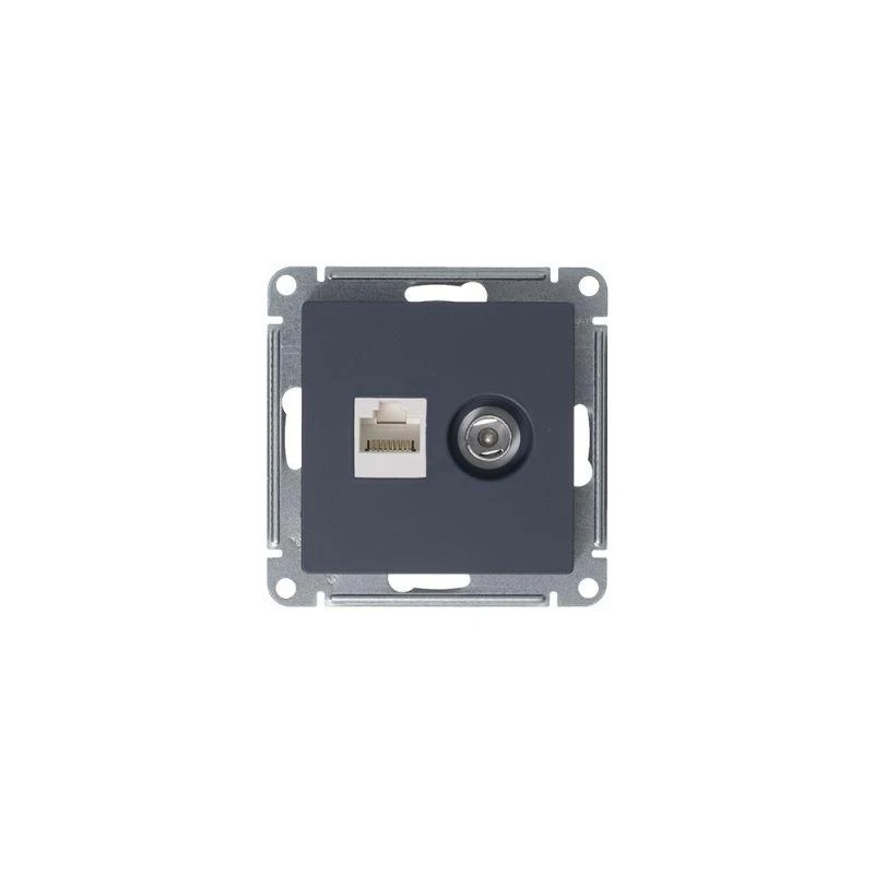 Розетка компьютерная + телевизионная 2-м СП AtlasDesign RJ45 кат.5E + TV механизм грифель SE ATN000789 4