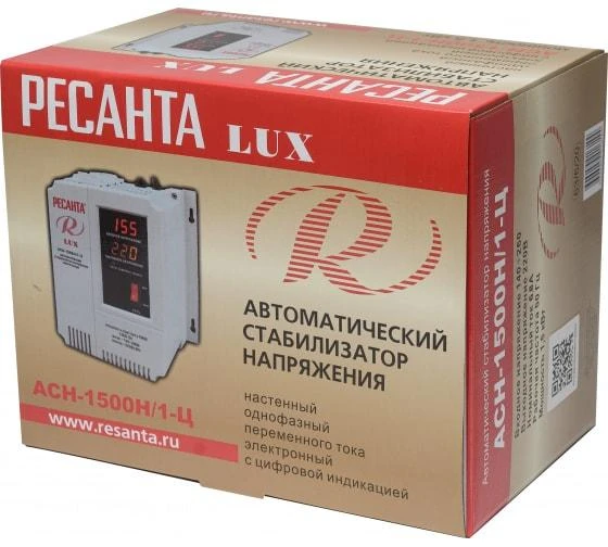 Стабилизатор напряжения АСН-1500Н/1-Ц Lux 1ф 1.5кВт настен. IP20 Ресанта 63/6/20 3