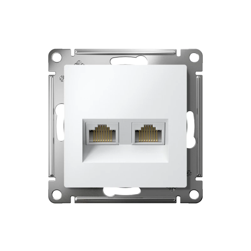 Розетка компьютерная 2-м AtlasDesign RJ45 кат.6A механизм бел. SE ATN000188 1