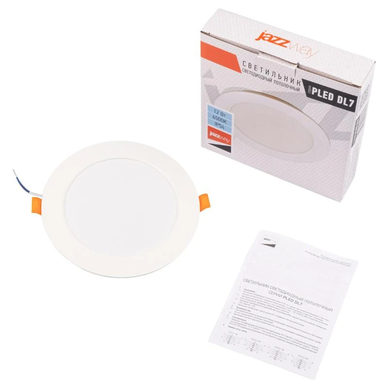 Светильник светодиодный PLED DL7 12Вт 6500К IP54 1020лм WH встраив. бел. Pro JazzWay 5069084 3