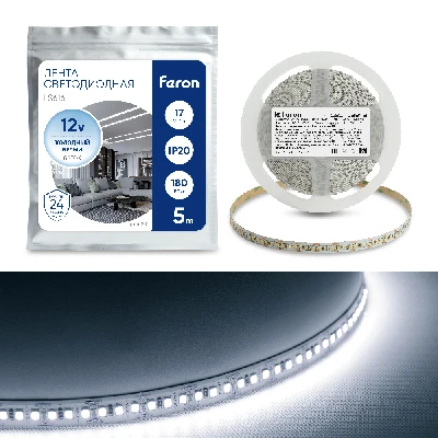 Светодиодная LED лента Feron LS616, 180SMD(2835)/m 17W/m 12V 5m 6500К 41280
