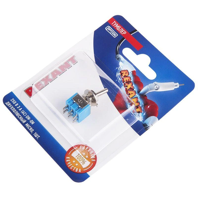 Тумблер 250В 3А (6c) ON-ON 2п Micro (MTS-202) блист. Rexant 06-0323-A 1