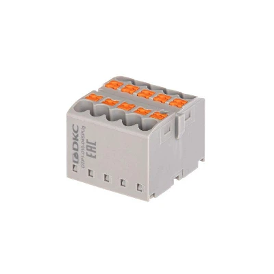 Блок распределительный зажим push-in 10 точек подключения 2.5кв.мм сер. DKC DTP1-010-04SPUG