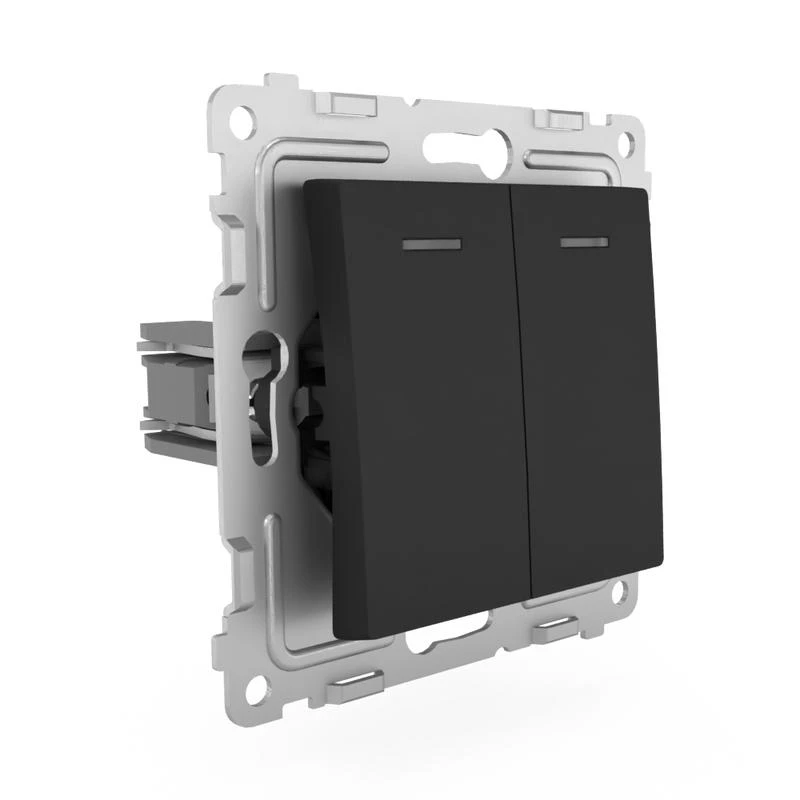 Выключатель 2-кл. СП Pixel 10А IP20 с индикатором механизм карбон TOKOV ELECTRIC TKE-PX-V2I-C14 2