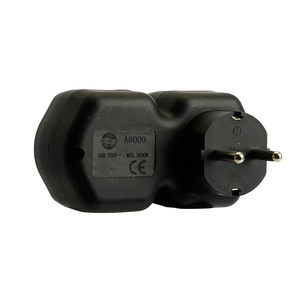 Разветвитель сетевой 2-местный с/з STEKKER ADP16-12-21, 250V,16A, ABS огнеустойчивый пластик, черный 50107 6