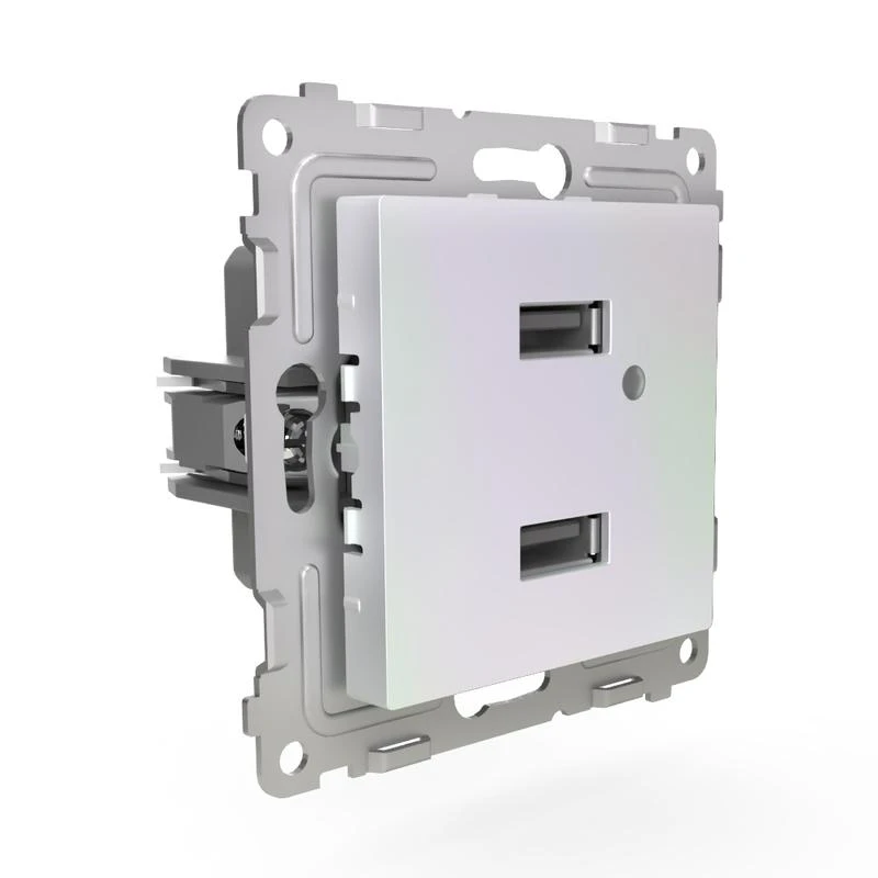 Розетка 2-м USB СП Pixel тип A+A 5В 1х2.1А 2х1.05А механизм перламутр. TOKOV ELECTRIC TKE-PX-2USB-C04 2