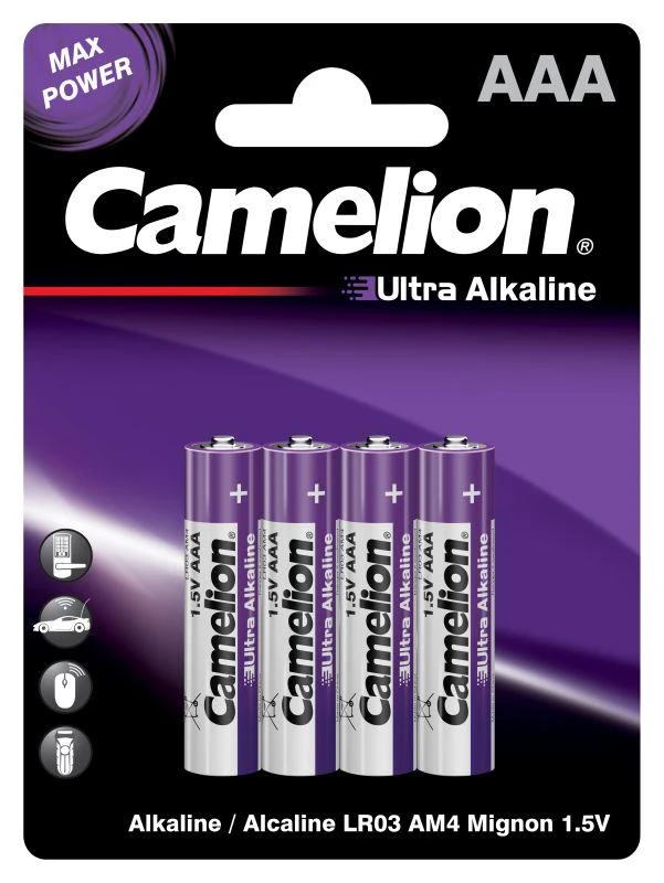 Элемент питания алкалиновый AAA/LR03 1.5В Ultra BL-4 (уп.4шт) Camelion14985 2