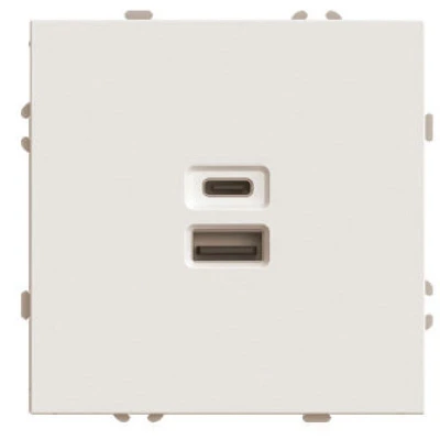 Розетка 2-местная USB + Type C (механизм), STEKKER, 250В, 20W, серия Эмили, RST10-5115-08, кашемир, soft touch 49905