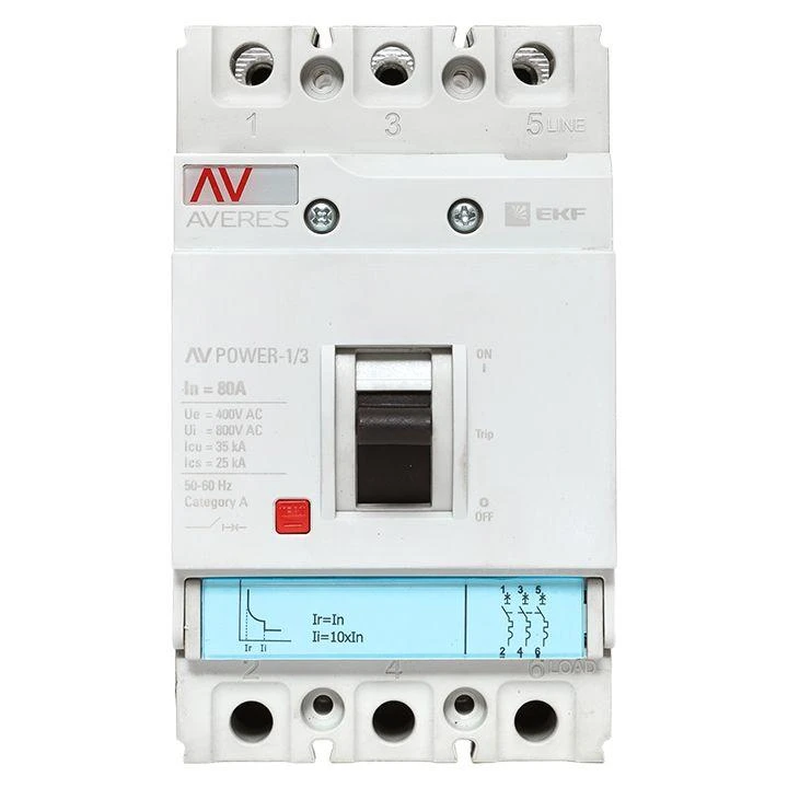 Выключатель автоматический 3п 80А 35кА AV POWER-1/3 TR AVERES EKF mccb-13-80-TR-av 8