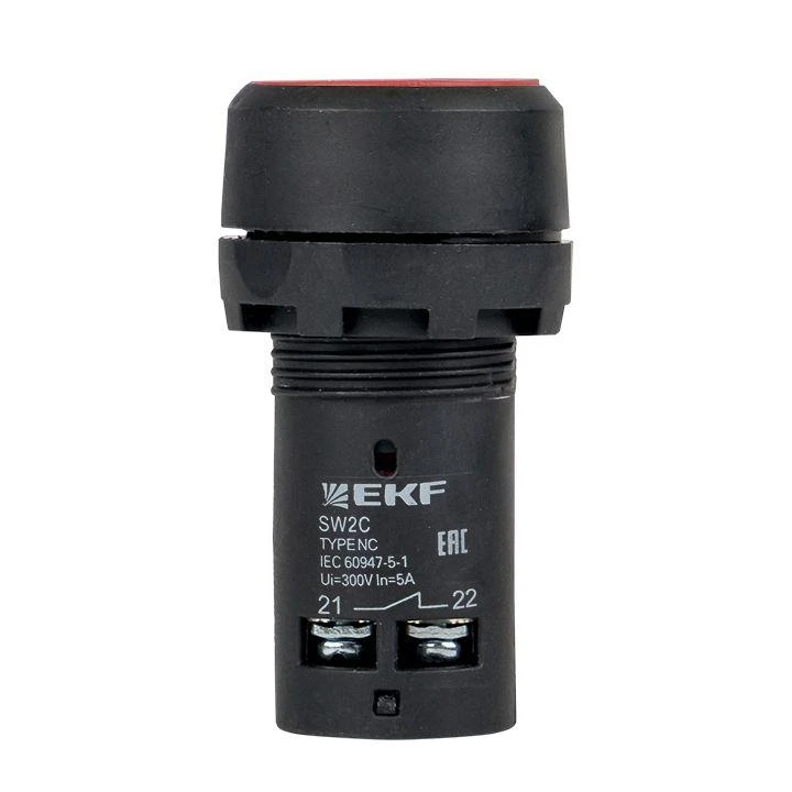 Кнопка SW2C-11 с фиксацией красн. NO+NC PROxima EKF sw2c-11f-r 2