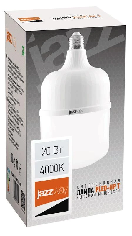 Лампа светодиодная высокомощная PLED-HP-T80 20Вт цилиндр 4000К нейтр. бел. E27 1700лм 220В Pro JazzWay 1038906A 1