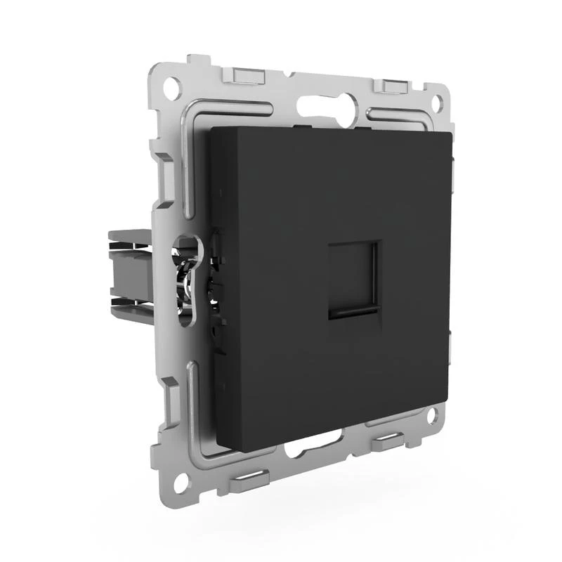 Розетка телефонная 1-м СП Pixel RJ11 механизм карбон TOKOV ELECTRIC TKE-PX-RT1-C14 2