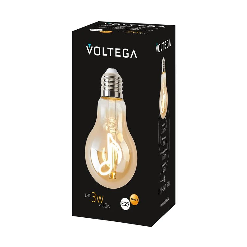 Лампа светодиодная филаментная Loft 271 A60 3Вт 2400К E27 Voltega 8582 6
