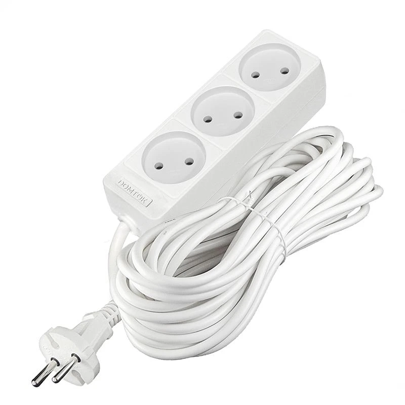Удлинитель 3х10м без заземл. 10А IP20 2.2кВт ПВС 2х1 бел. DOMTOK 2350 2