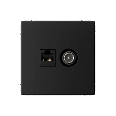 Розетка компьютерная + телевизионная 2-м СП ArtGallery RJ45 кат.5E + TV механизм карбон SE GAL001089