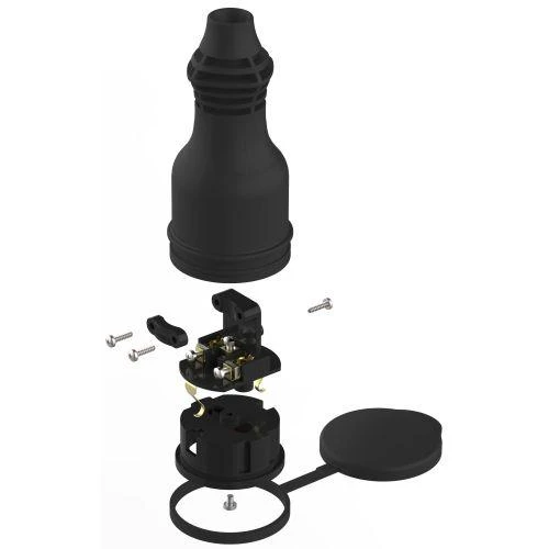 Розетка RX11-B-IP44 16А IP44 прямая с заземл. каучук черн. ЭРА Б0069325 4
