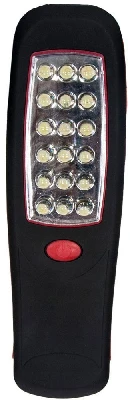 Фонарь с магнитным креплением 18+3LED 0.9W (3хАА в комплект не входят), IP42, 210×60×30mm, чёрный с красным, TL23 12961