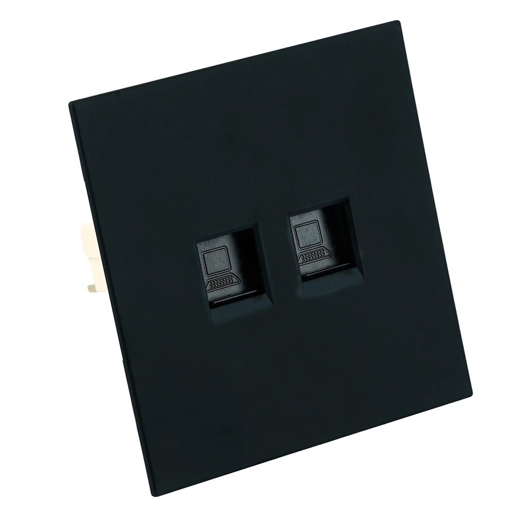 Розетка компьютерная 2-местная RJ-45 (механизм), STEKKER, серия Мия, RST00-3111-05, черный бархат 50451 1