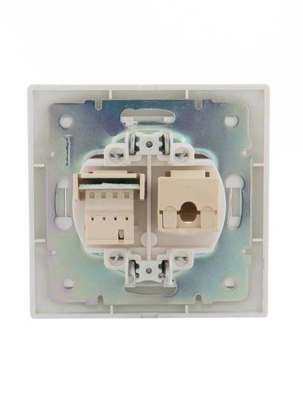 Розетка компьютерная + телефонная 2-м СП Mira RJ45 + RJ11 бел./бел. LEZARD 701-0202-143 3