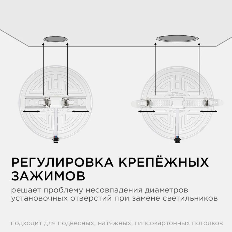 Панель светодиодная встр. 3 реж. свечения 24Вт(18Вт+6Вт) 230В 2040лм 4000К d170х21мм круг Apeyron 06-108 7