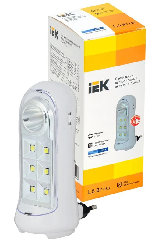 Светильник ДБА 3924 аккумулятор 3ч 1.5Вт IEK LDBA0-3924-07-K01 1