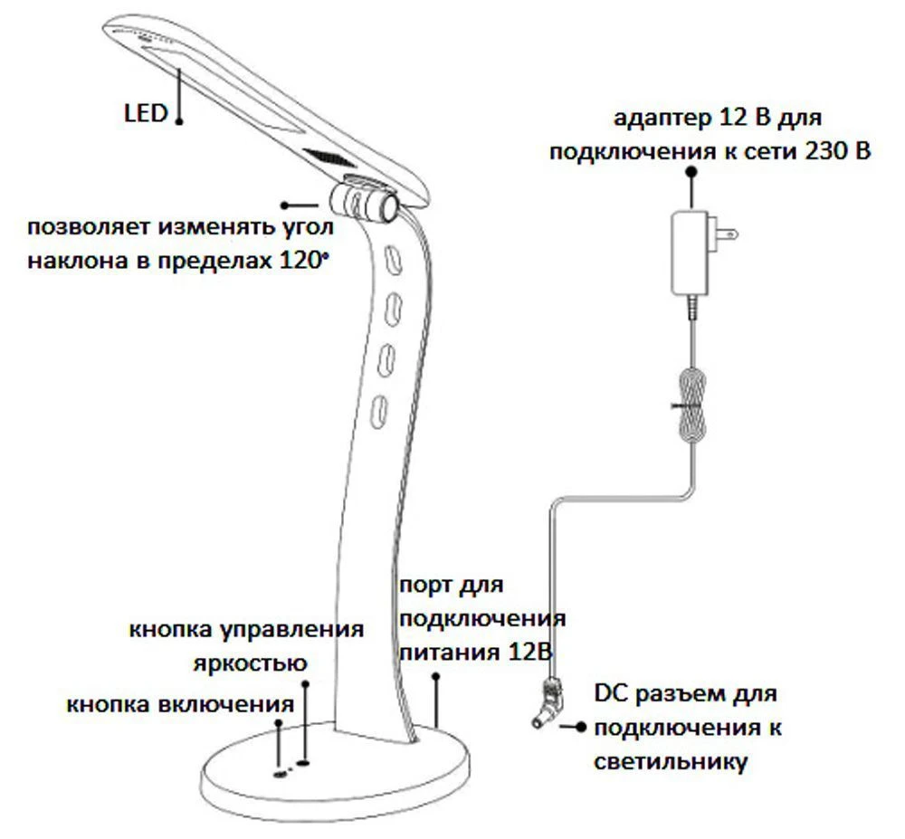 Настольный светодиодный светильник Feron DE1706 4,8W, черный 24183 2