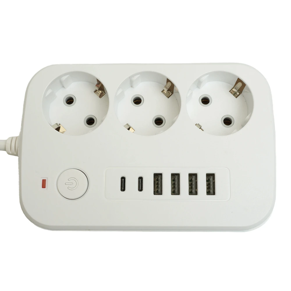 Удлинитель 3-местный c/з 3x1 мм2, 3 м, 250В, 10А, 4USB+2Type-C 2,4А, серия Home, белый STEKKER HM09-36-02 49979 5