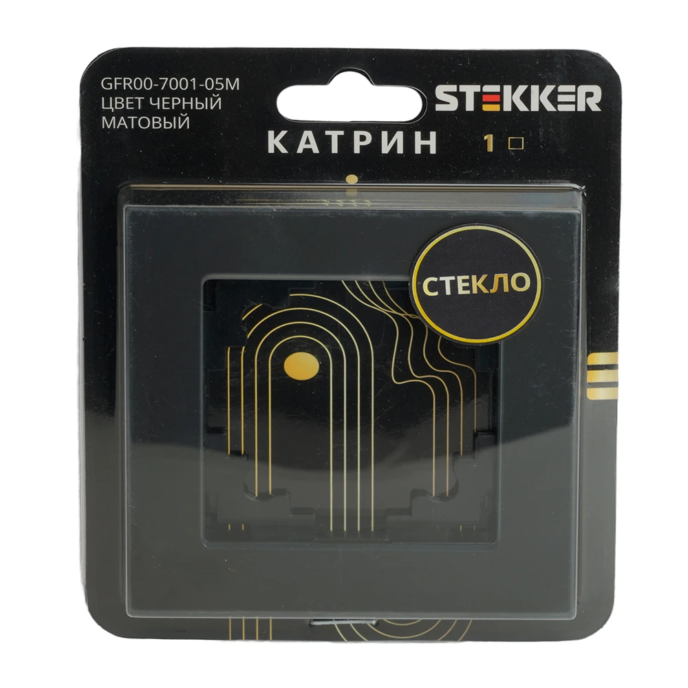 Рамка 1-местная, стекло, STEKKER GFR00-7001-05М, серия Катрин, черный матовый 49600 5