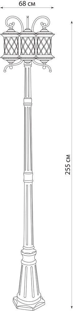 Светильник садово-парковый Feron PL5039 столб круглый 3*100W 230V E27, черное золото 11518 2
