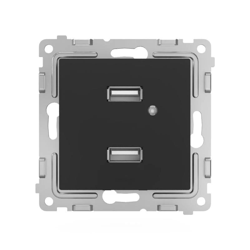Розетка 2-м USB СП Pixel тип A+A 5В 1х2.1А 2х1.05А механизм карбон TOKOV ELECTRIC TKE-PX-2USB-C14 1