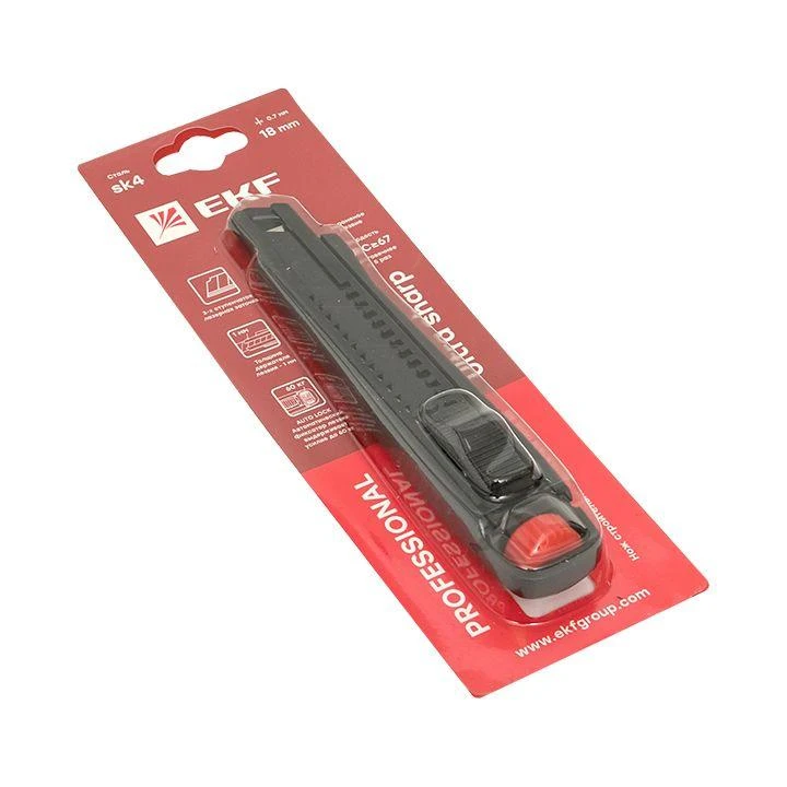 Нож строительно-монтажный 18мм НСМ-80 (SK4) Heavy Duty (до 60кг) Professional EKF ncm-80-pro 10
