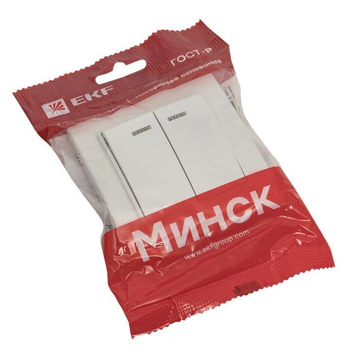 Выключатель 2-кл. СП Минск 10А IP20 с индикатором бел. Basic EKF ERV10-123-10 3