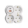 Разветвитель сетевой на 3 выхода с/з, STEKKER, 250В, 16А, USB A+Type C, 2,4А, PD, белый/серый ADP16-17-20 50110