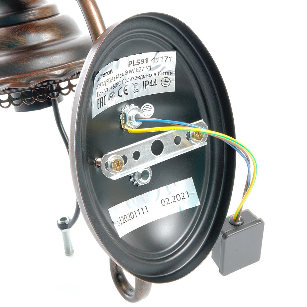 Светильник садово-парковый Feron PL591 на стену вниз 60W 230V E27, коричневый 41171 6