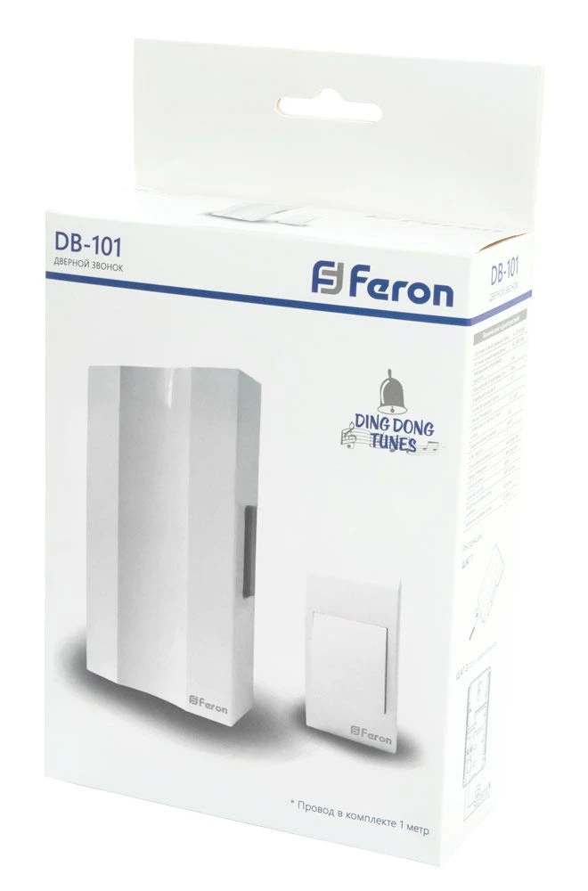 Звонок с кнопкой проводной Feron DB-101 электромеханический белый 230V 162х98х40мм 41504 3