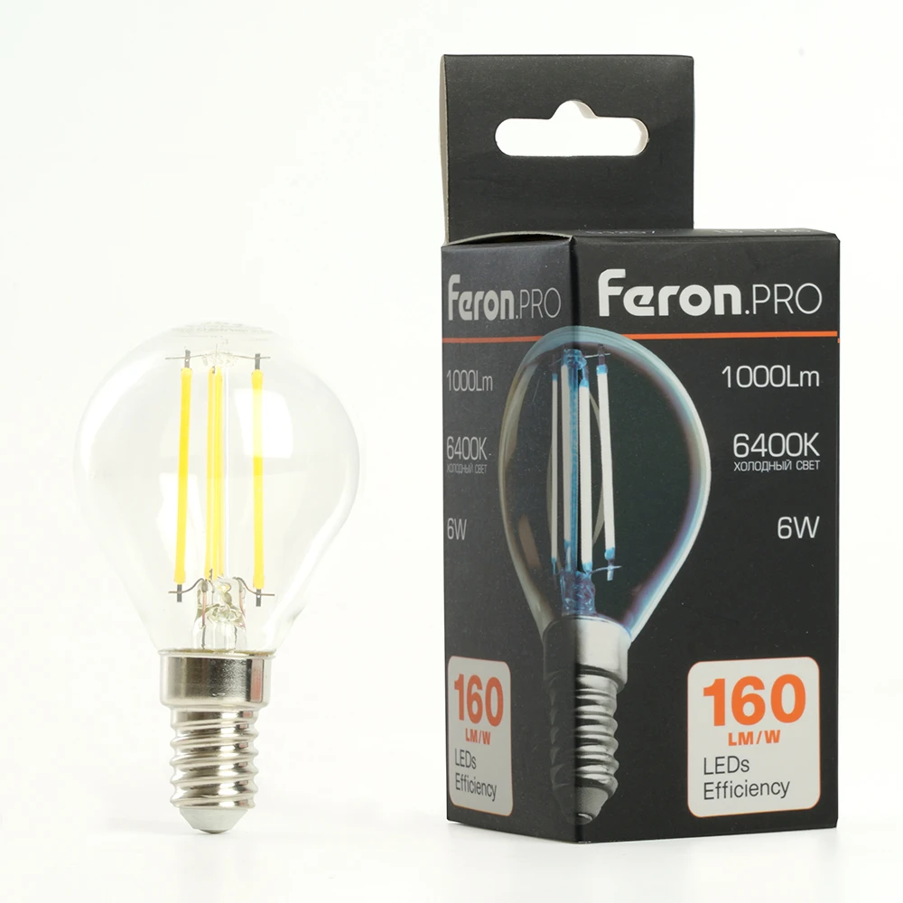 Лампа светодиодная Feron.PRO LB-1706 Шарик E14 1000LM 6W 175-265V 6400K 51258 7