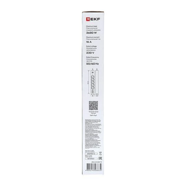 Удлинитель 5х5м IP20 2USB 2.4А+2type-C LUX 1.5кв.мм EKF UBA-LUX-505-TC 1