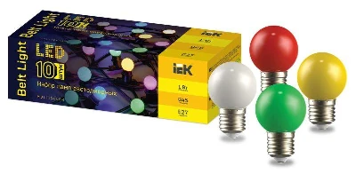 Набор ламп светодиодных декор. G45 1Вт шар E27 230В MIX 10шт IEK LLE-G45-1-230-MIX-E27-10