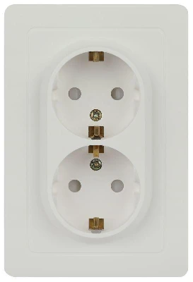 Розетка 2-м СП Style 7-208-01 16А 250В IP20 2х2P+E Schuko с заземл. защ. шторки бел. Intro Б0060625